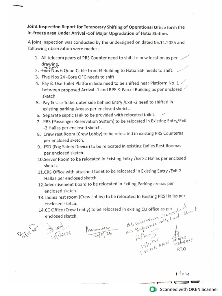 Joint Inspection Report for Temporary Shifting | PDF