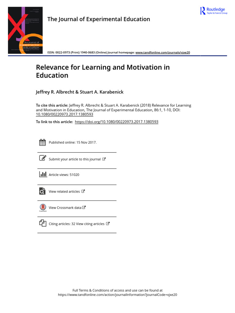 Relevance for Learning and Motivation in Education | PDF | Motivational ...