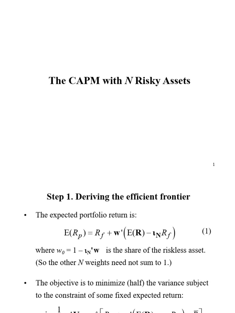 CAPM With N Risky Assets | PDF | Capital Asset Pricing Model ...