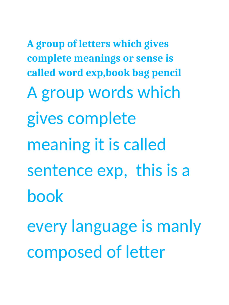 A Group of Letters Which Gives Complete Meanings or Sense Is Called ...