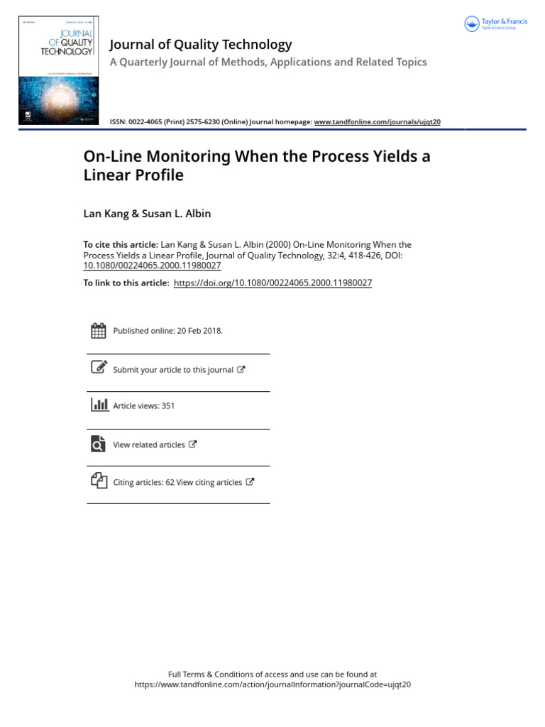 On-Line Monitoring When The Process Yields A Linear Profile | PDF ...