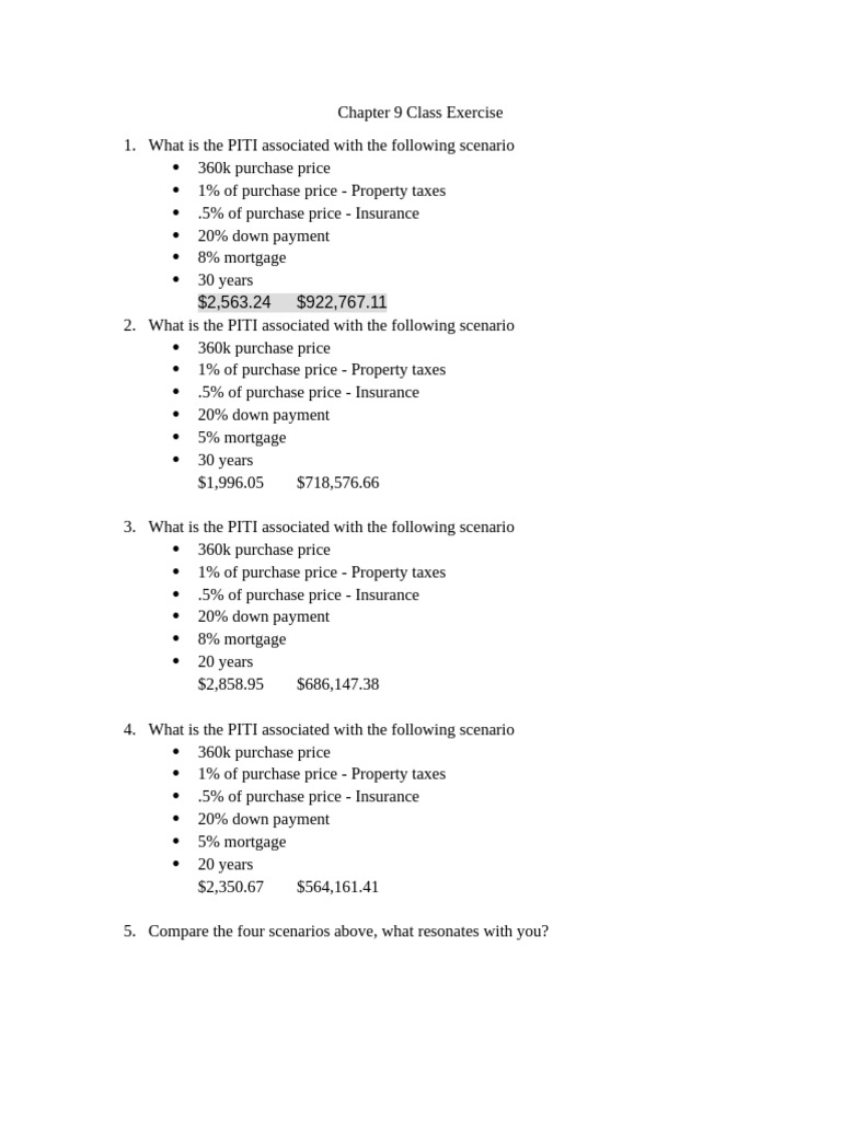 Chapter 9 Class Exercise | PDF
