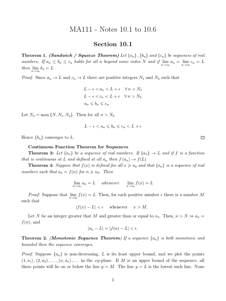 Handsout Notes | PDF | Sequence | Infinity