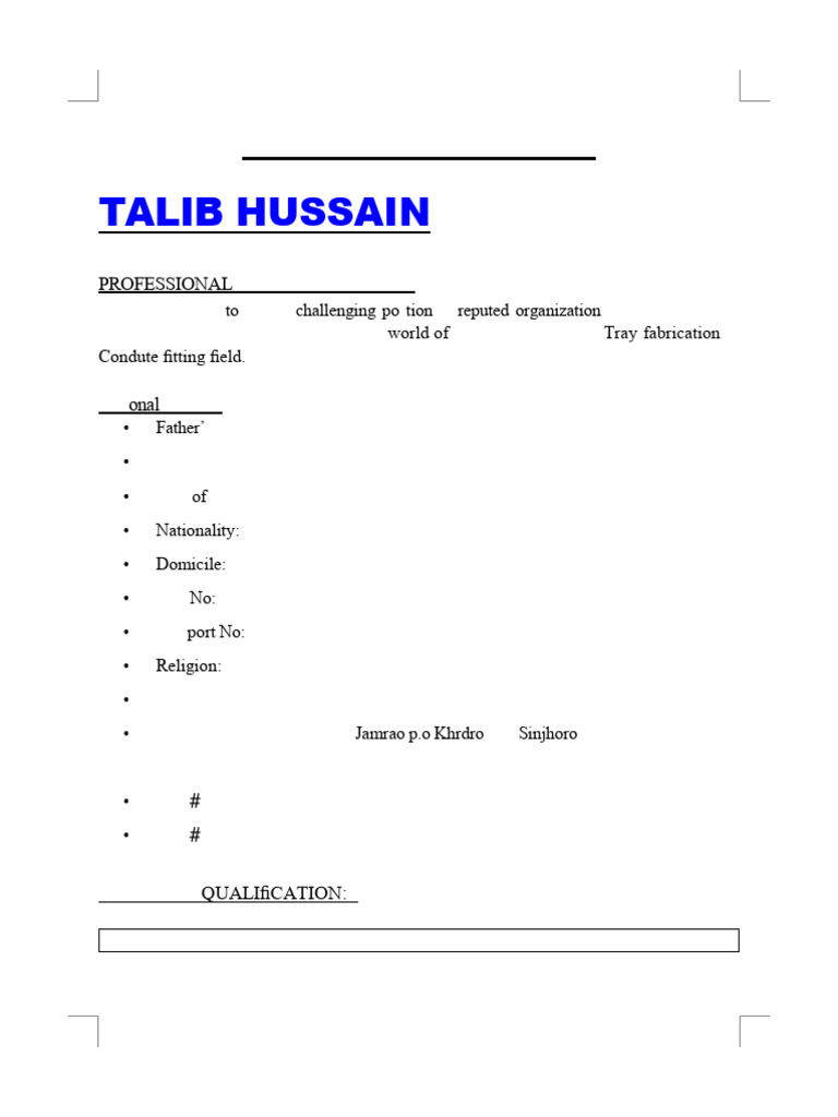 Talib Hussain Doc(1) | PDF