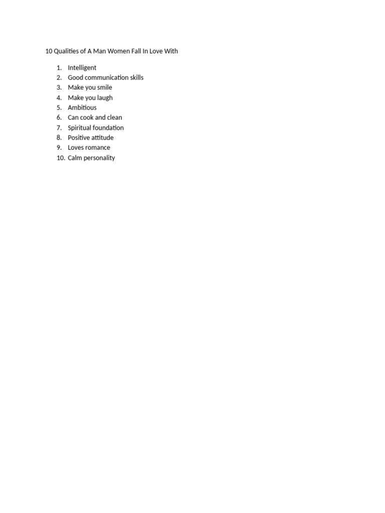 10 Qualities of A Man Women Fall in Love With | PDF