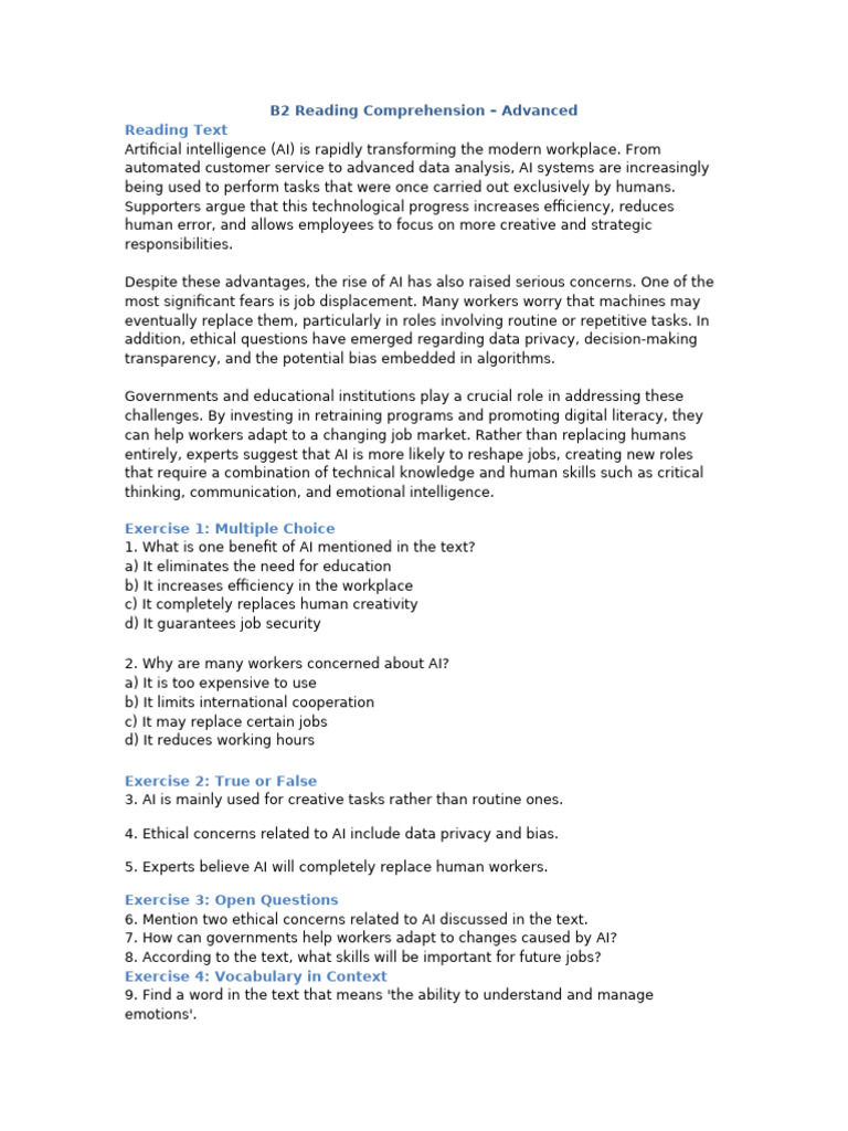 B2 Advanced Reading A4 | PDF