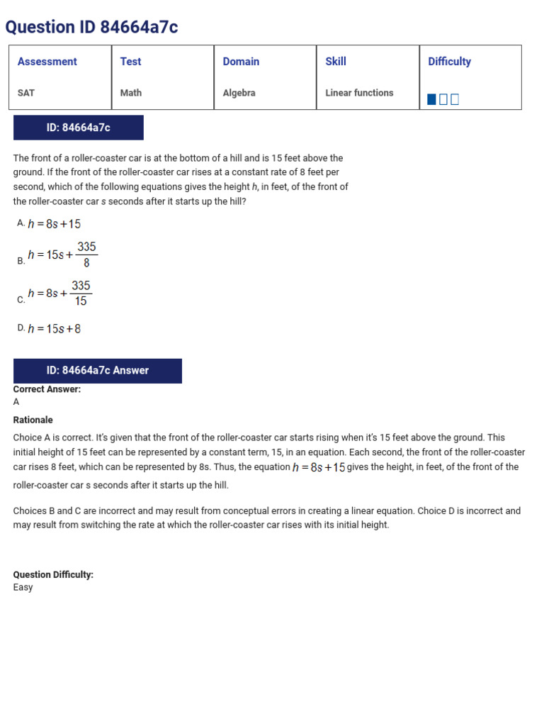 Linear Functions 1 Answer Key | PDF | Function (Mathematics) | Equations