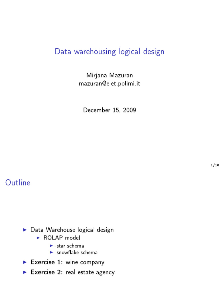 3 Data Warehouse Logical Design | PDF