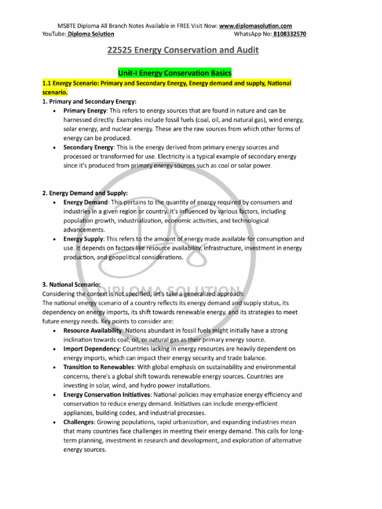 22525 Energy Conservation and Audit 1 | PDF