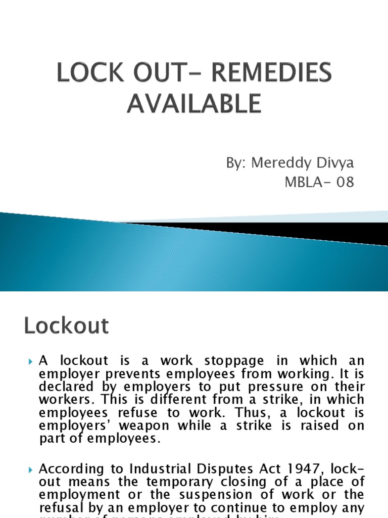 Understanding Lockouts in Labor Disputes | PDF | Lockout (Industry ...
