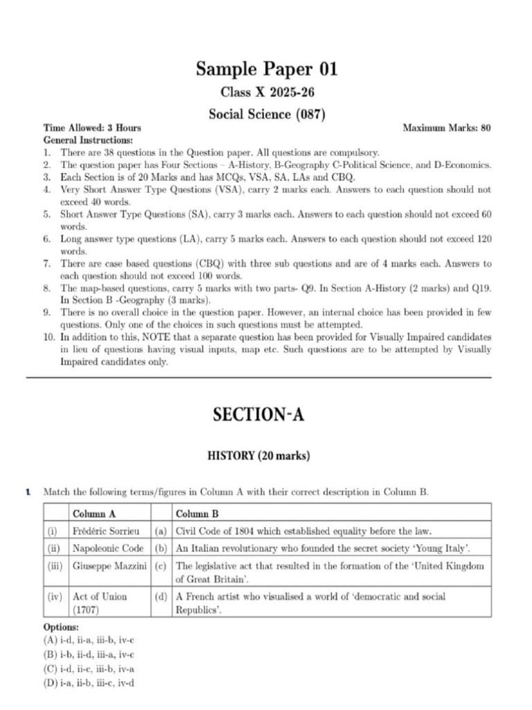Sample Paper Social Science | PDF