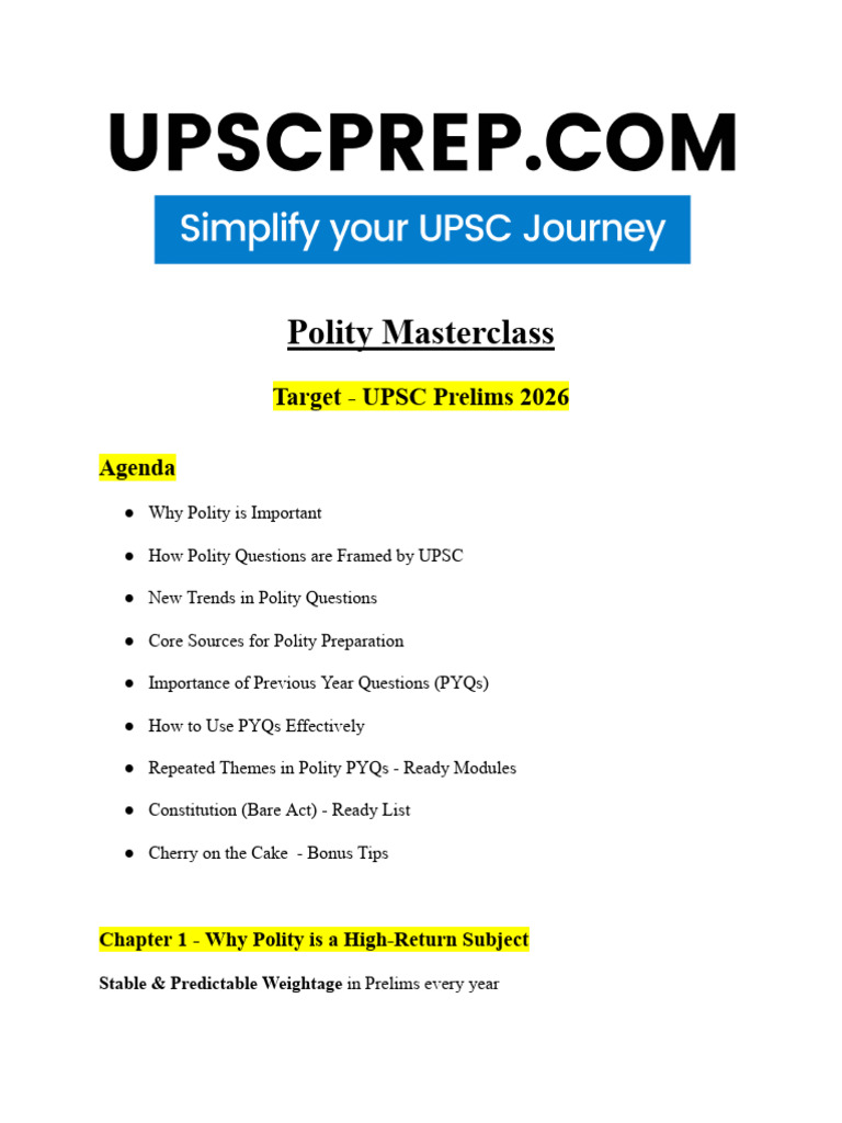 High Priority Topics For UPSC Prelims 2026 | PDF | Bill (Law) | Speaker ...