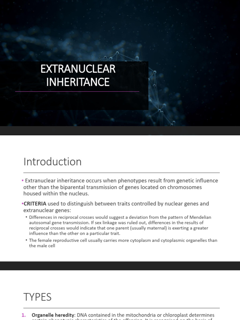Extranuclear Inheritance - Nep | PDF | Gene | Heredity