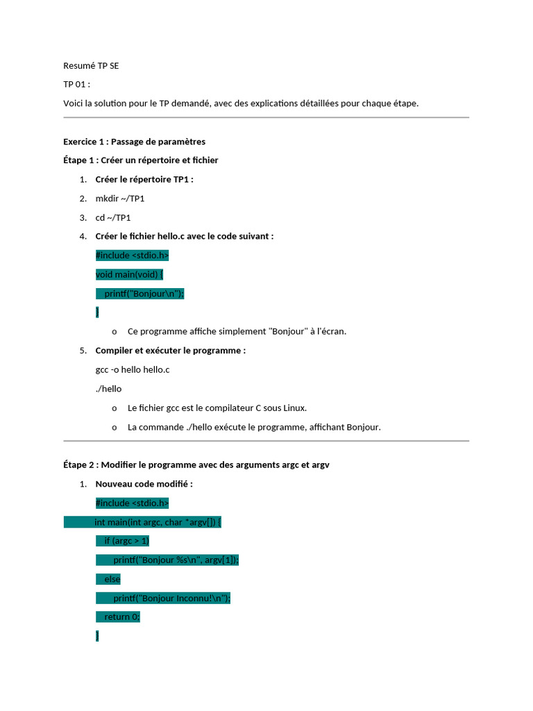 Resumé TP SE | PDF | Logiciel système | Ingénierie informatique