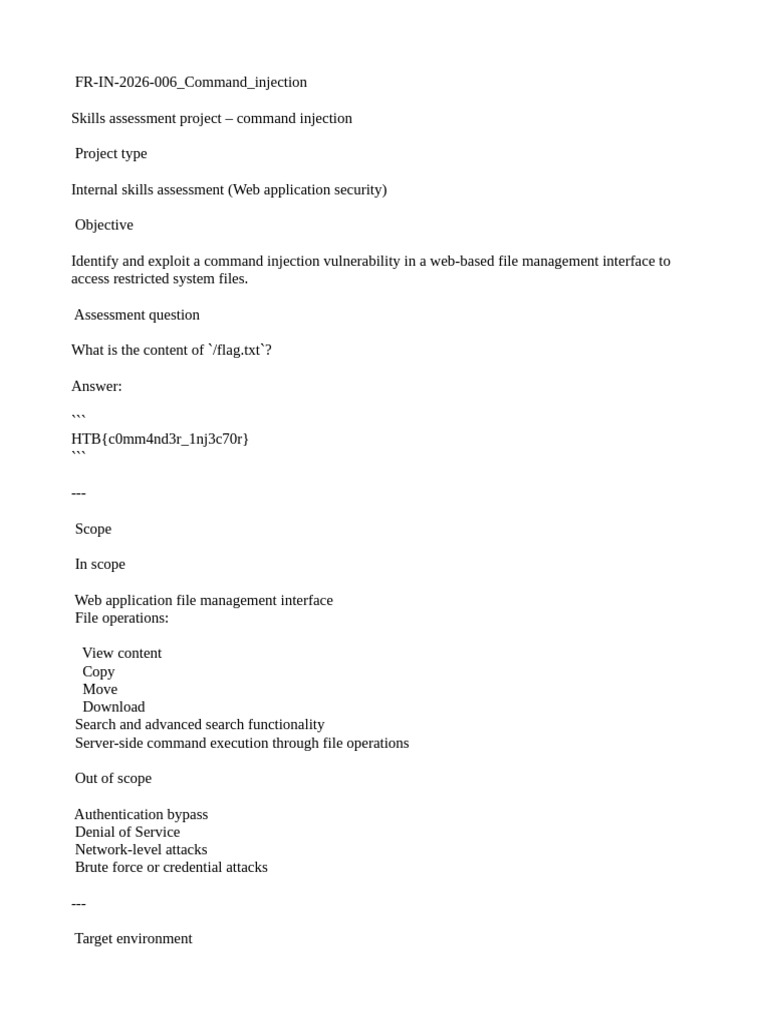 FR-In-2026-006 Command Injection Final Report | PDF | Internet & Web ...