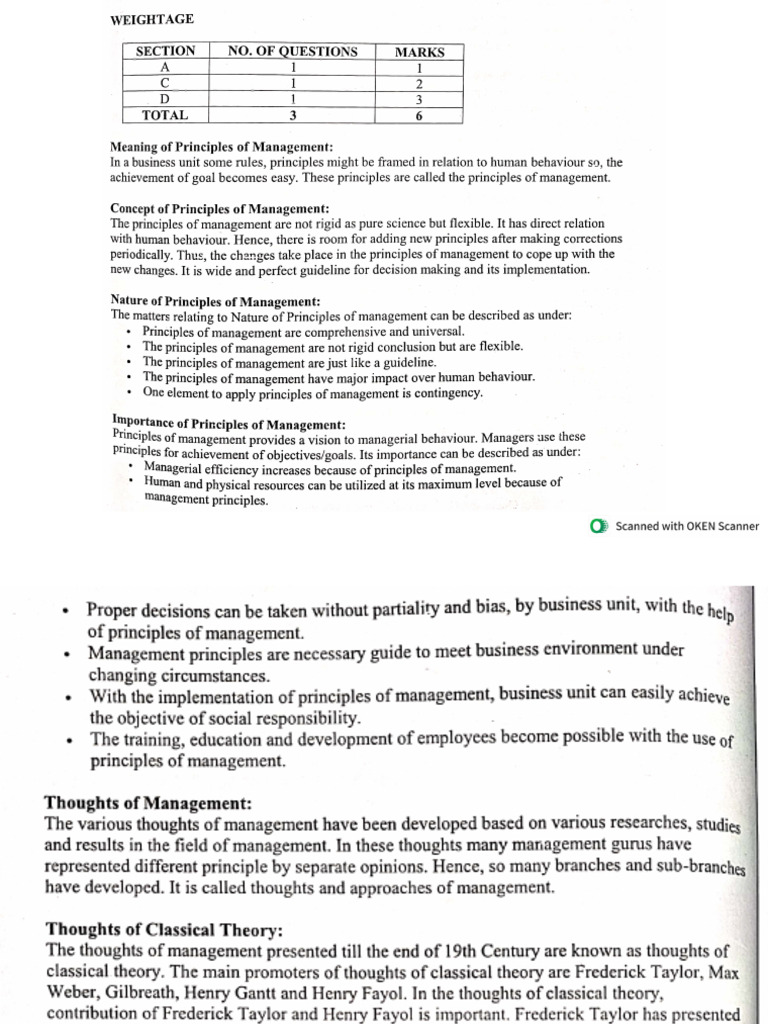 B.O CH 2 Principles of Management | PDF