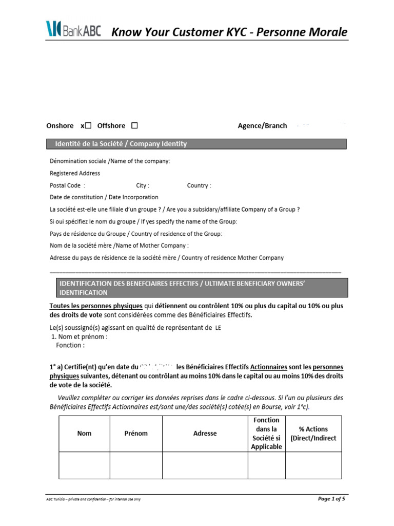Know Your Customer - KYC Form | PDF | Actionnaire | Économie