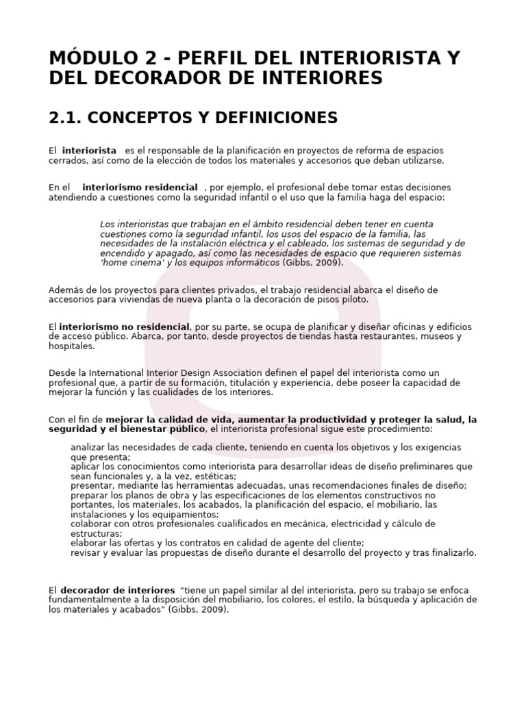 Modulo 2 Perfil Del Interiorista y Del Decorador de Interiores | PDF | Arte