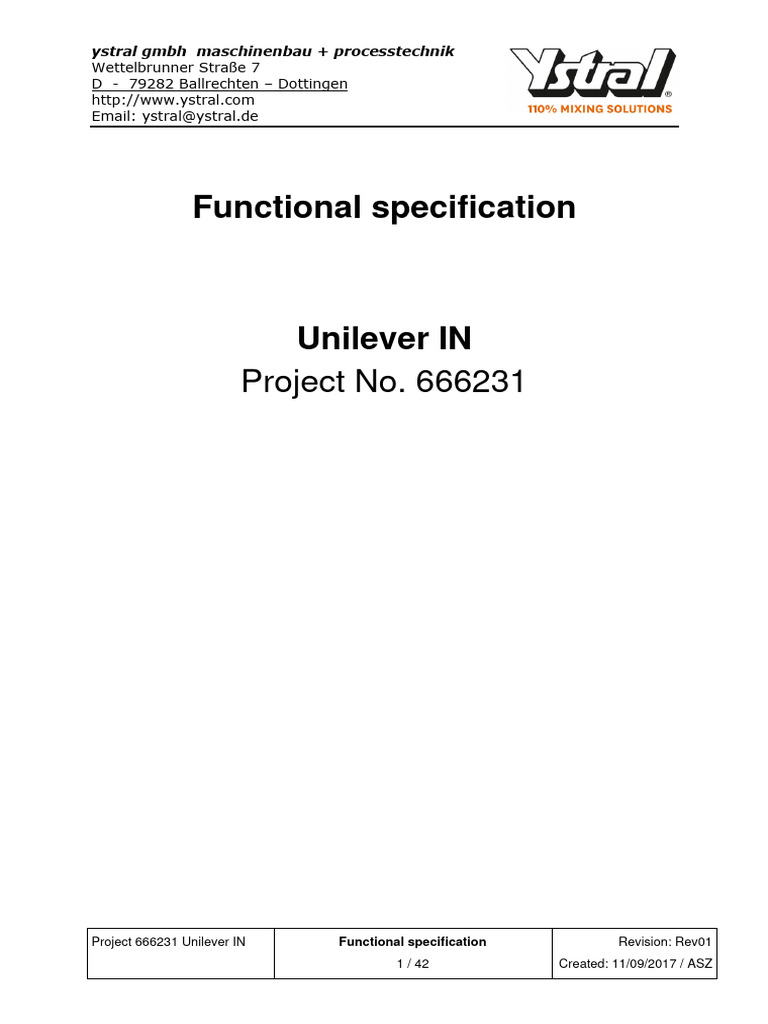 666231 Unilever in Function Specification Rev01 | PDF | Programmable ...
