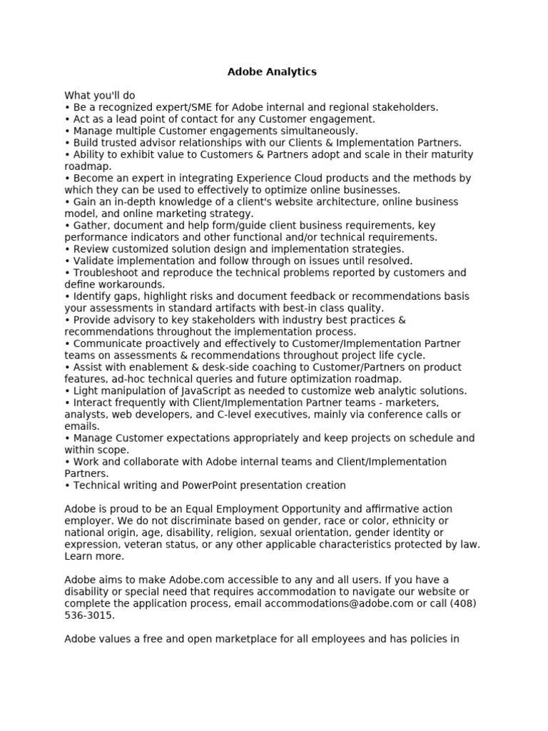 Adobe Analytics | PDF | Analytics | Disability