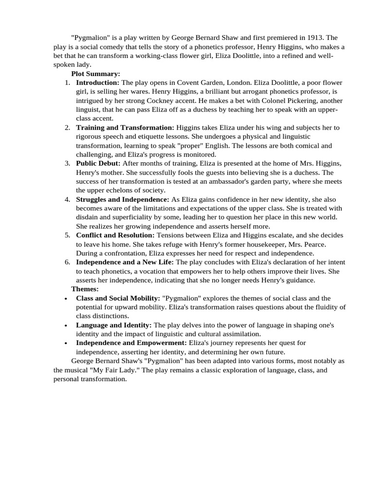 english literature | PDF | Pygmalion (Play)