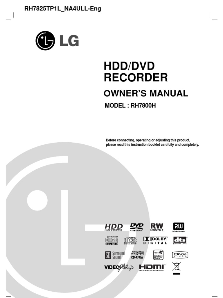 Manual LG Recorder HDD.rh7800H Uk Compact Disc Dvd