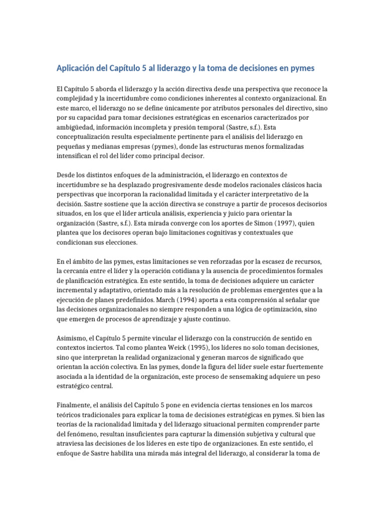 Capitulo 5 Liderazgo y Toma de Decisiones PYMES | PDF | Liderazgo ...