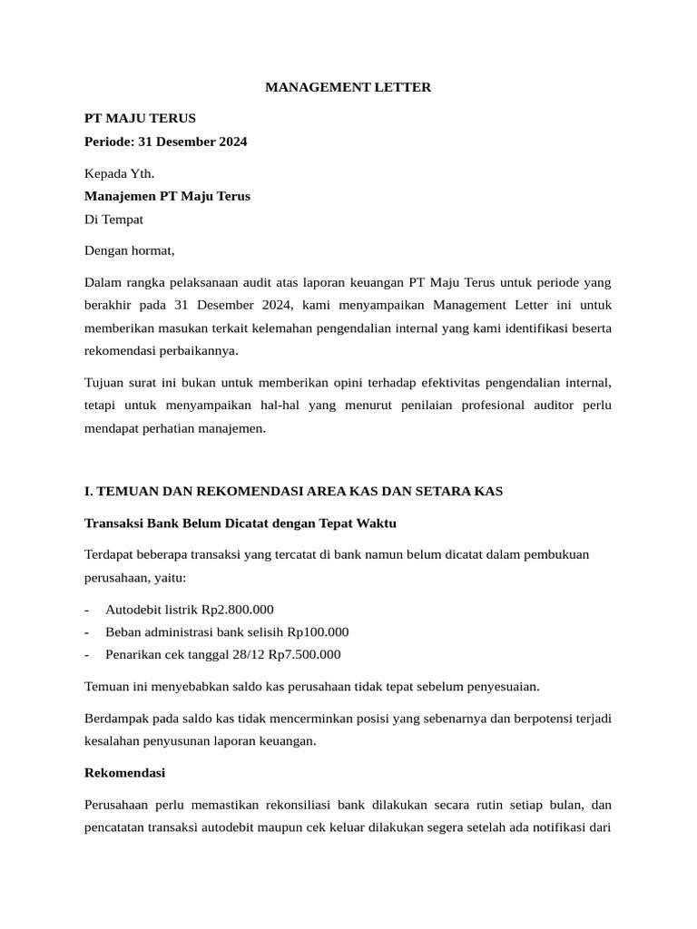 Management Letter | PDF