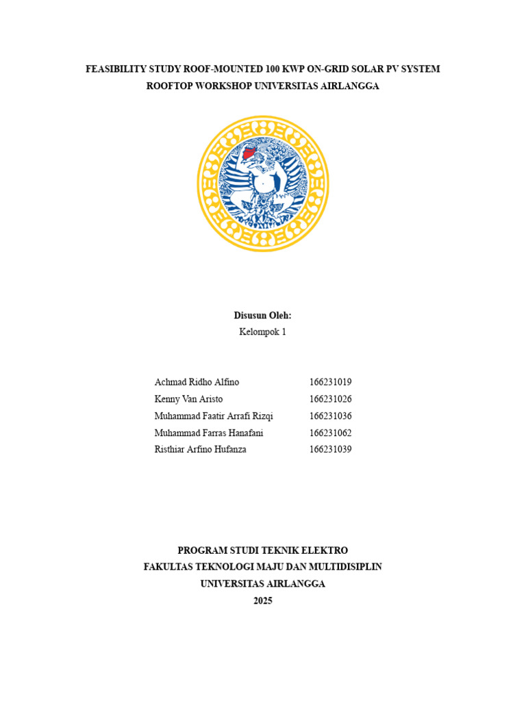 Feasibility Study Roof-Mounted 100 KWP On-Grid Solar PV System Kelompok ...
