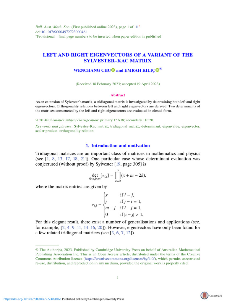Left and Right Eigenvectors of a Variant | PDF | Eigenvalues And ...