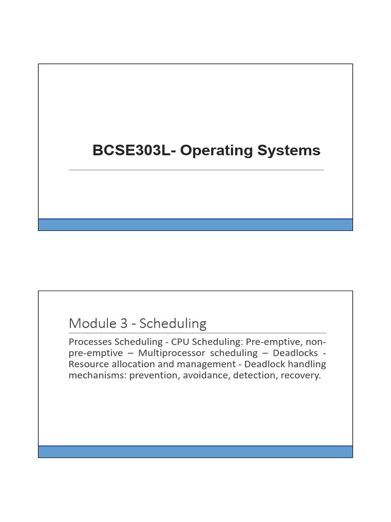 BCSE303L - Operating Systems Module 3 Part 1 | PDF | Scheduling ...