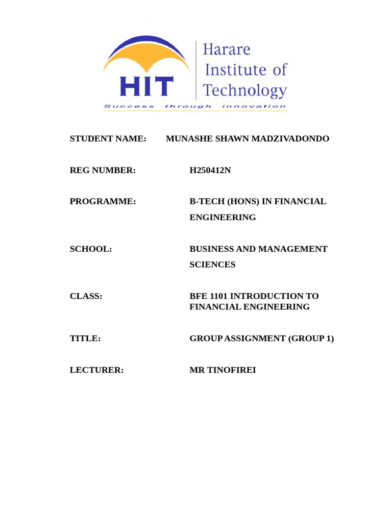 Group Assignment Intro To Financial Engineering | PDF | Futures ...