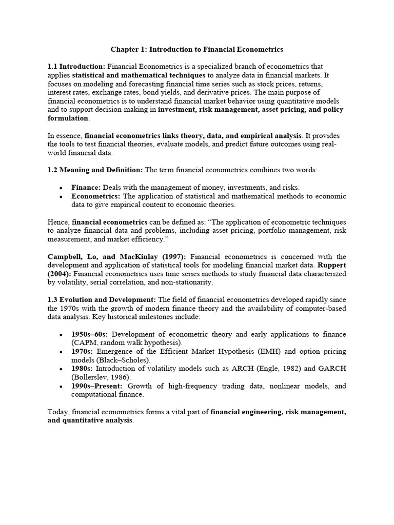 Sh-1 Introduction To Financial Econometrics | PDF | Econometrics ...