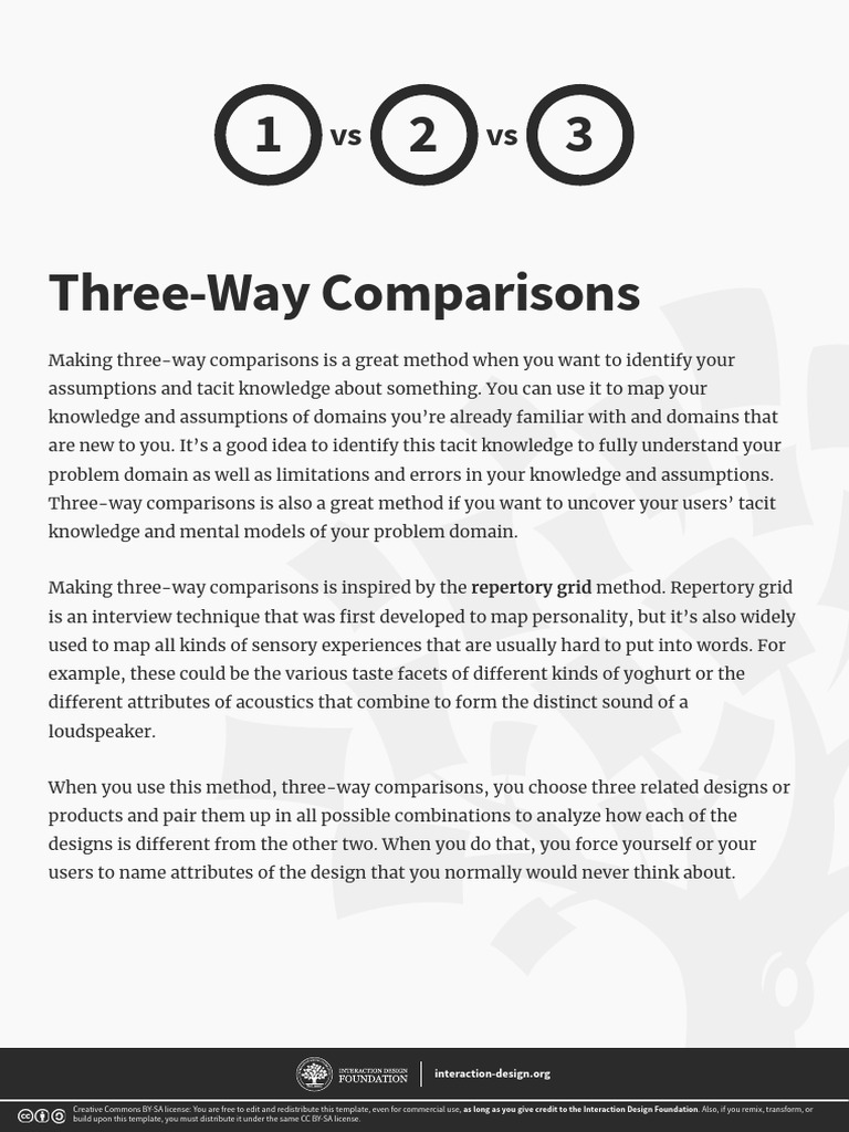 Three Way Comparisons | PDF | Menu (Computing) | Knowledge