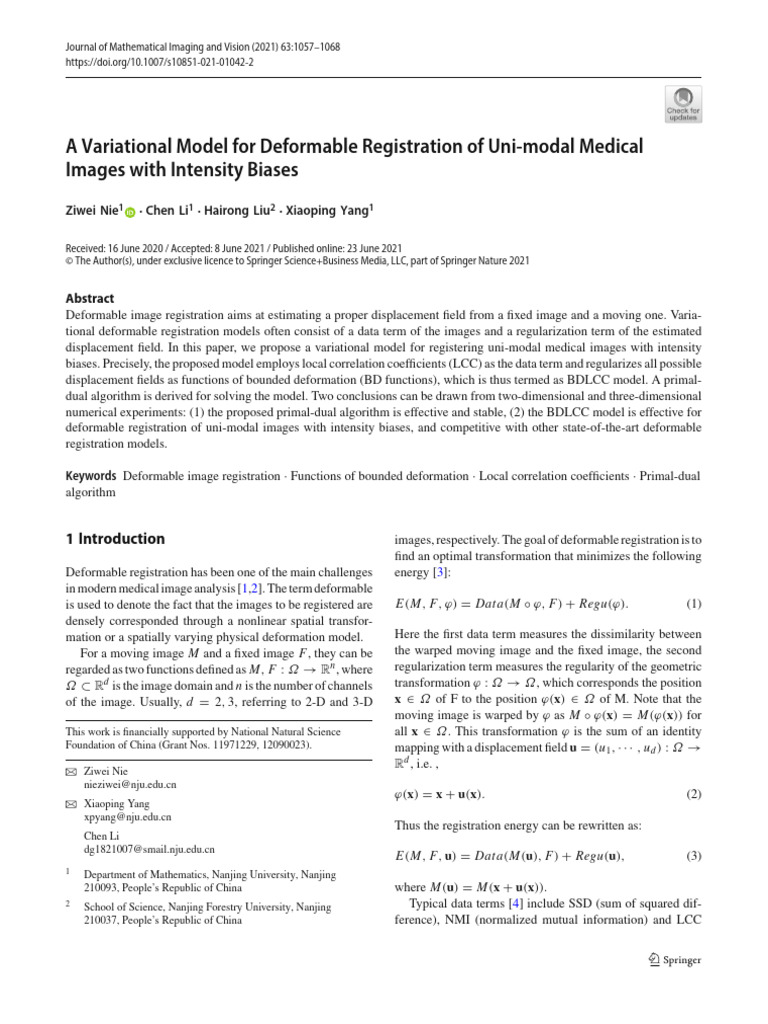 2021_Nie Et Al._a Variational Model for Deformable Registration of Uni ...