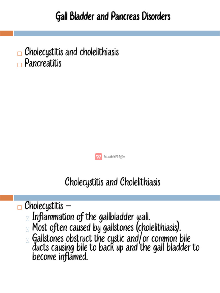 Gall Bladder and Pancreas Disorders | PDF | Gallbladder | Pancreas