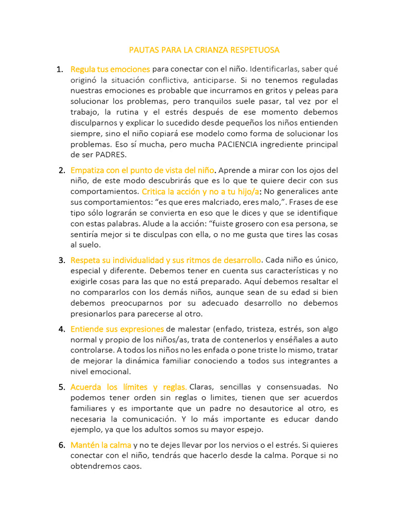 Pautas de Crianza Respetuosa | PDF | Estrés (biología) | Las emociones