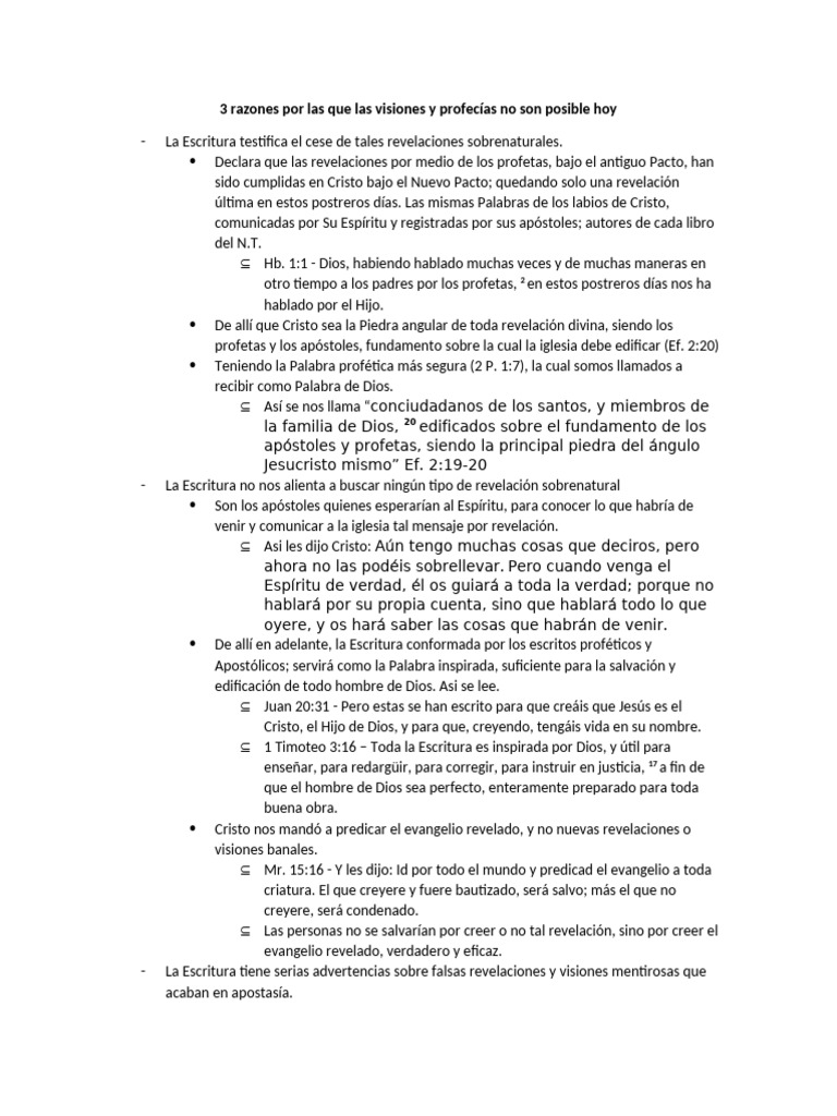3 Razones Por Las Que Las Visiones y Profecías No Son Posible Hoy | PDF ...