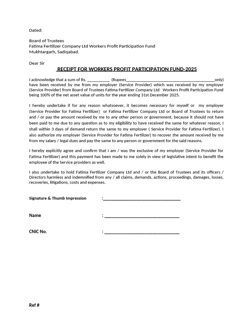 3P Employees WPPF-2025 Receiving | PDF