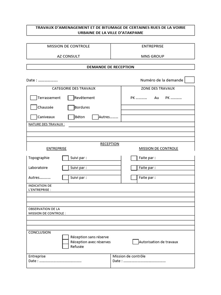 Demande De R ception PDF