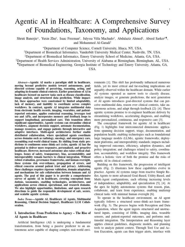 Final Agentic AI in Healthcare A Comprehensive Survey of Foundations ...
