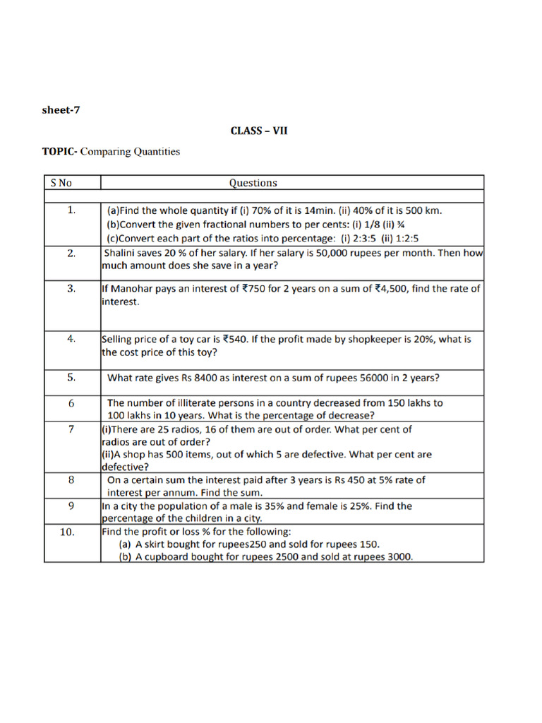 Maths Practice Sheet | PDF