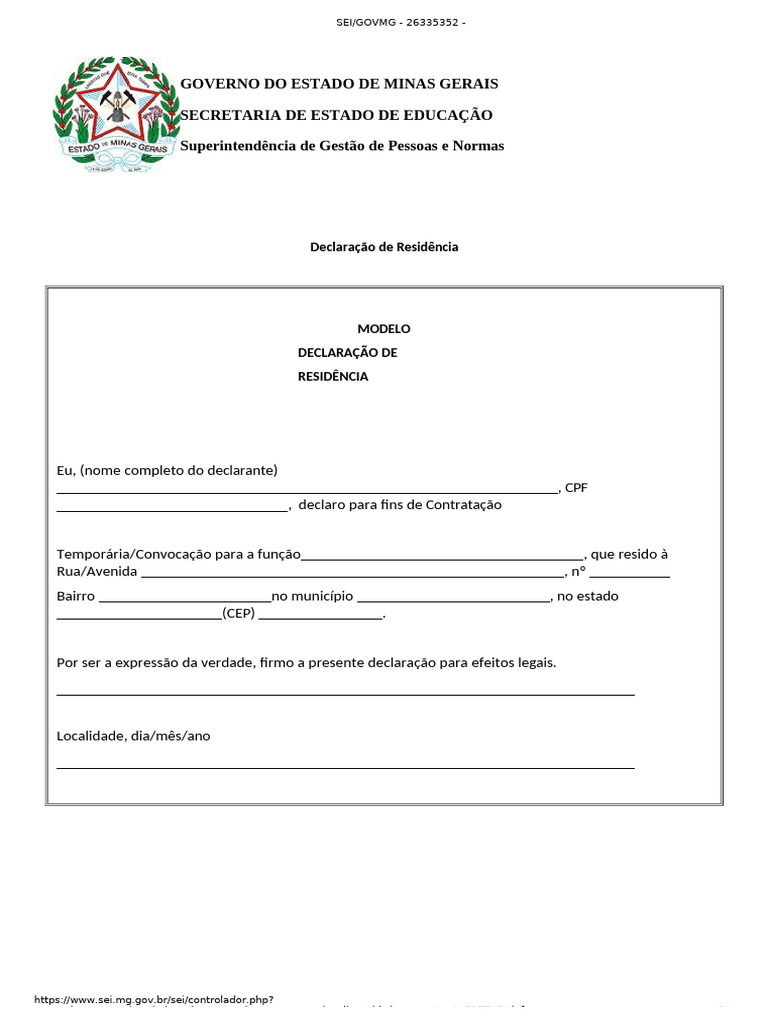 Declaraa - A - o de Resida - Ncia - Modelo | PDF