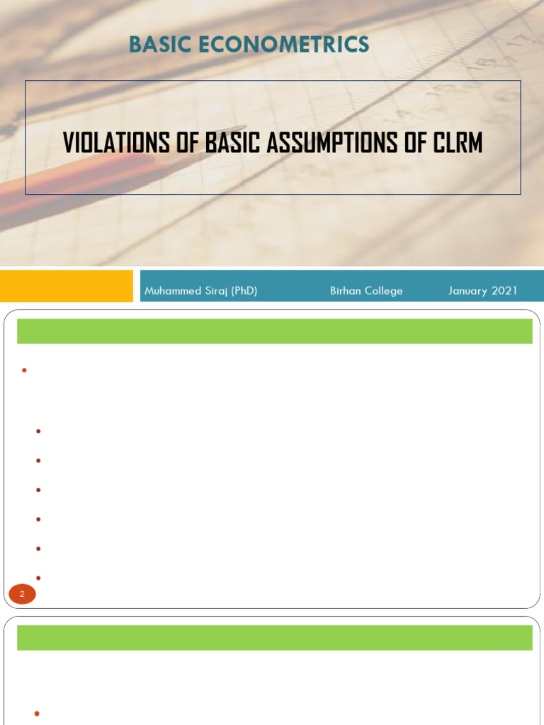 Chapter 4 - Modified - Violations of Basic Assumptions of CLRM | PDF ...