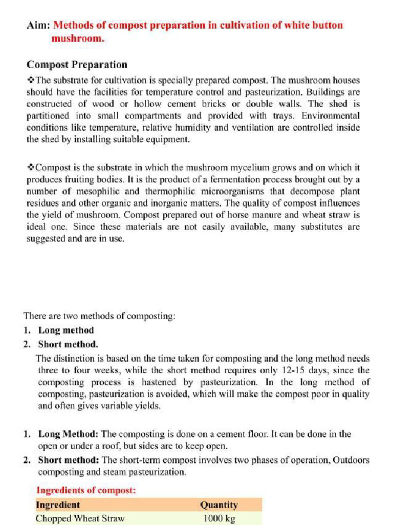 Mushroom Composting | PDF