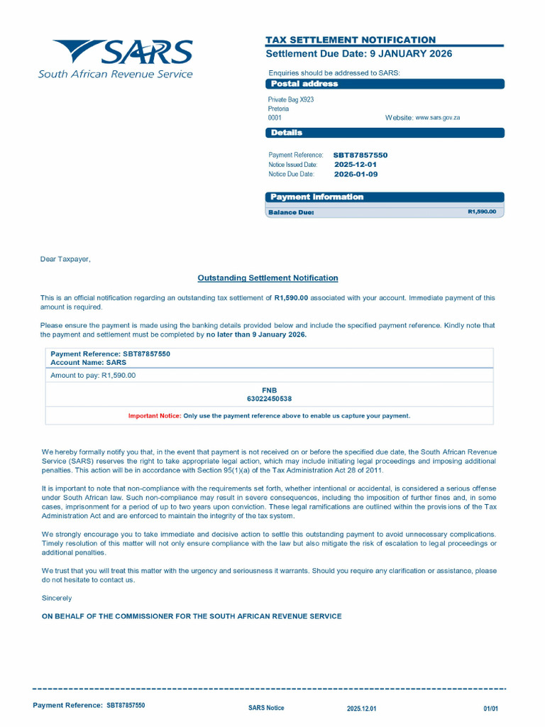 Outstanding Settlement Notification | PDF