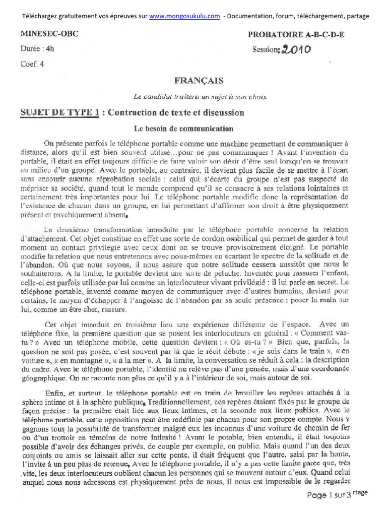 Prob Abcde 2010 Français Minsec Obc | PDF