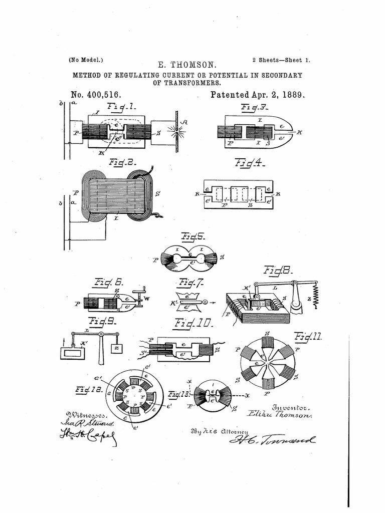 Elihu Thomson Transformer Patent US0400516A | PDF