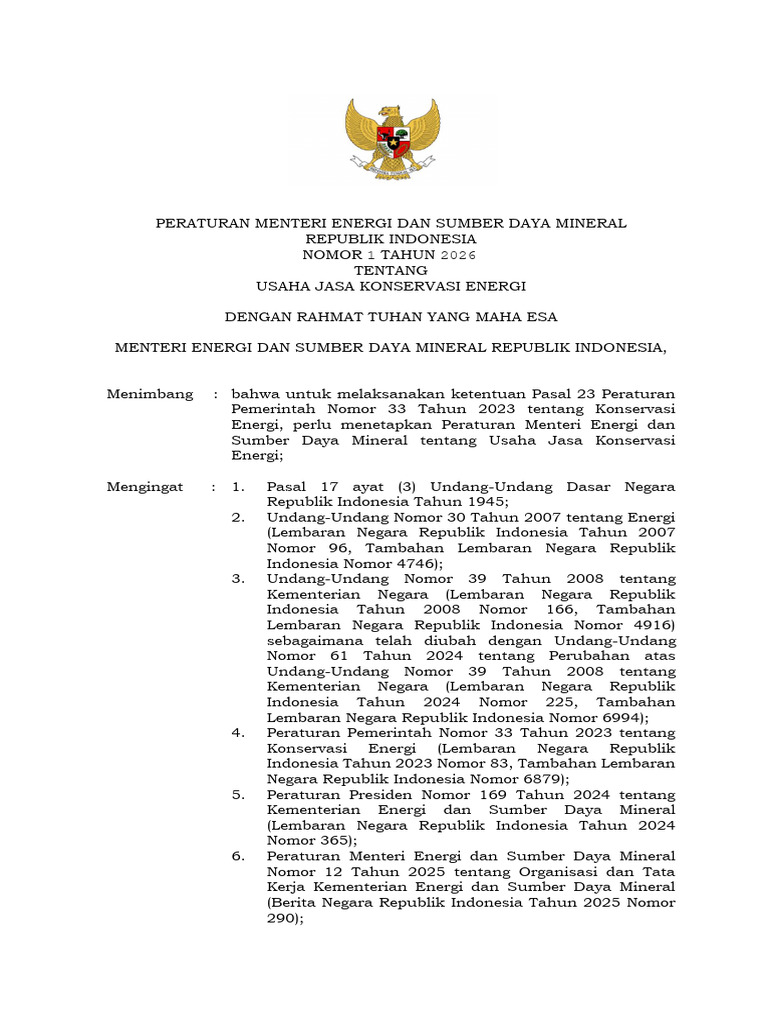Permen Esdm No 1 Tahun 2026 | PDF
