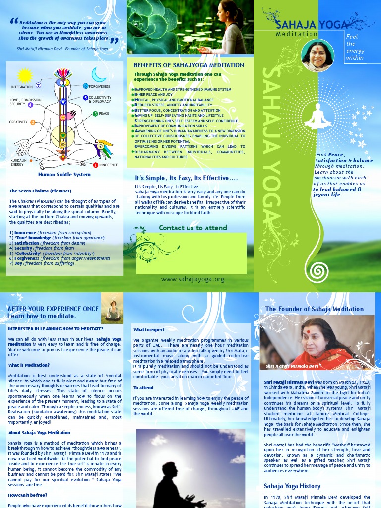 Sahajayoga Brochure Pdf Meditation Spirituality